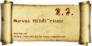 Murvai Hiláriusz névjegykártya